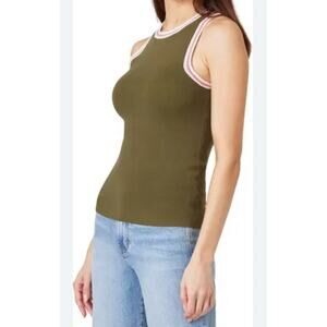 HABITUAL Crochet Trim Cotton Spandex Blend Sweater Tank Green Women’s Size M NWT